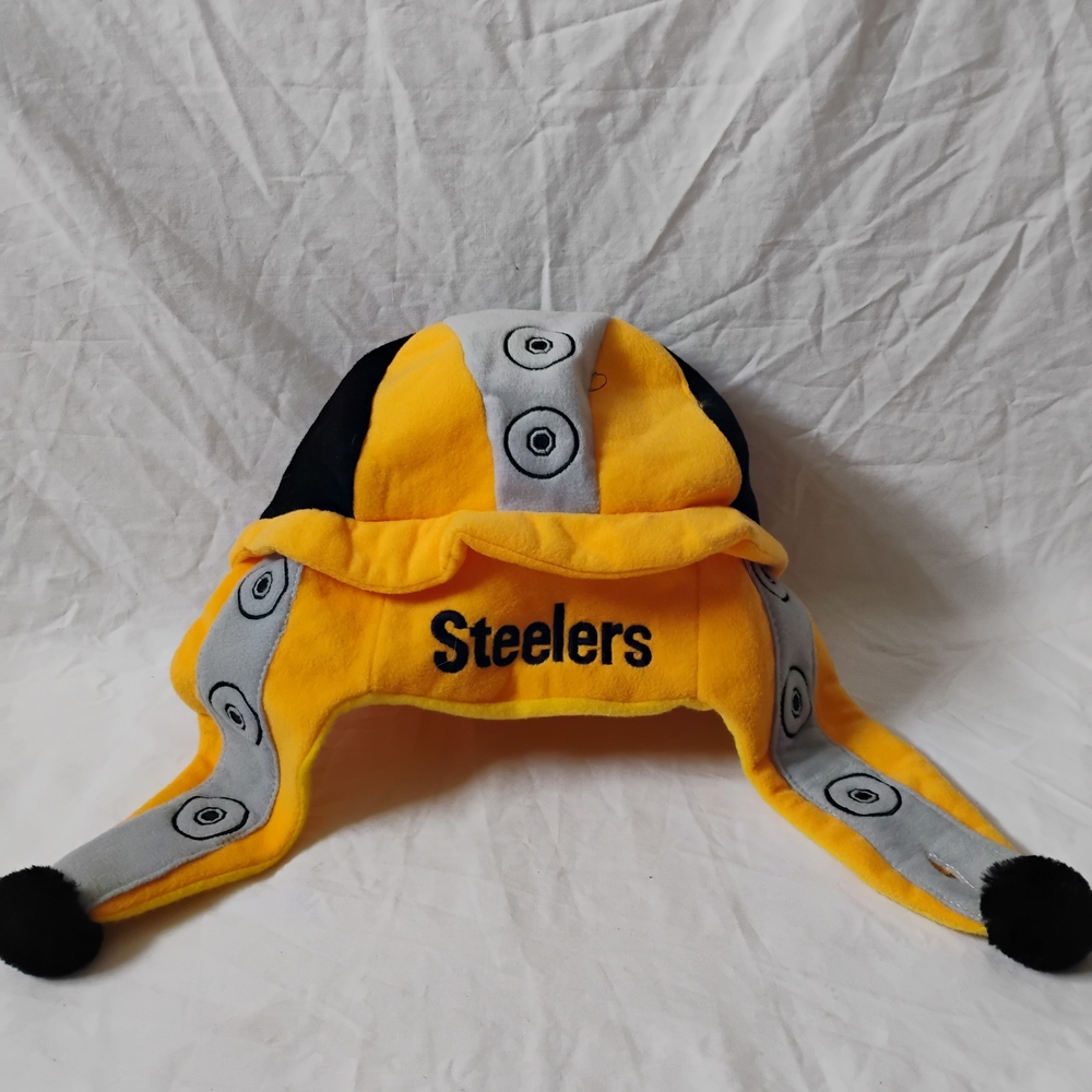 NFL Pittsburgh Steelers Vintage Winter Cap Ear Flaps Fleece Beanie Hard Hat